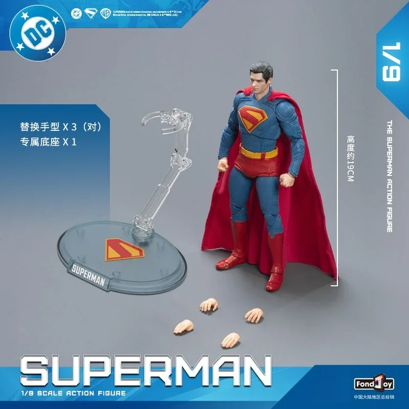 Fondjoy Figurka Akcji Superman DC w Skali 1/9, 100% Oryginalna Edycja Filmowa, Ruchoma, Kolekcjonerska Statuetka PVC, Zabawka na Prezent Świąteczny dla Fanów