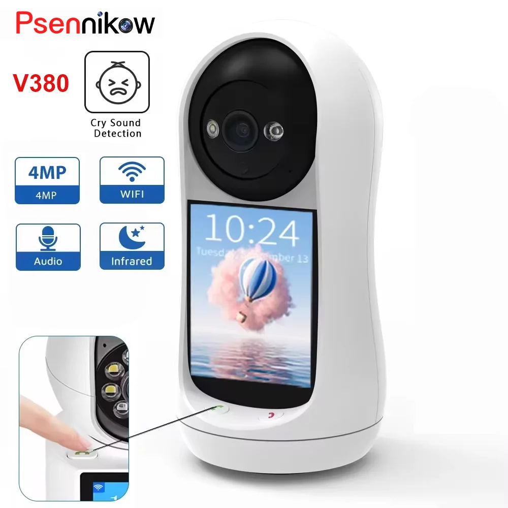

V380 2/3MP PTZ Wifi Camera Video Call with 2.8 Inch IPS Screen Baby Cry Sound Detection Security IP Camera iCSee Baby Monitor