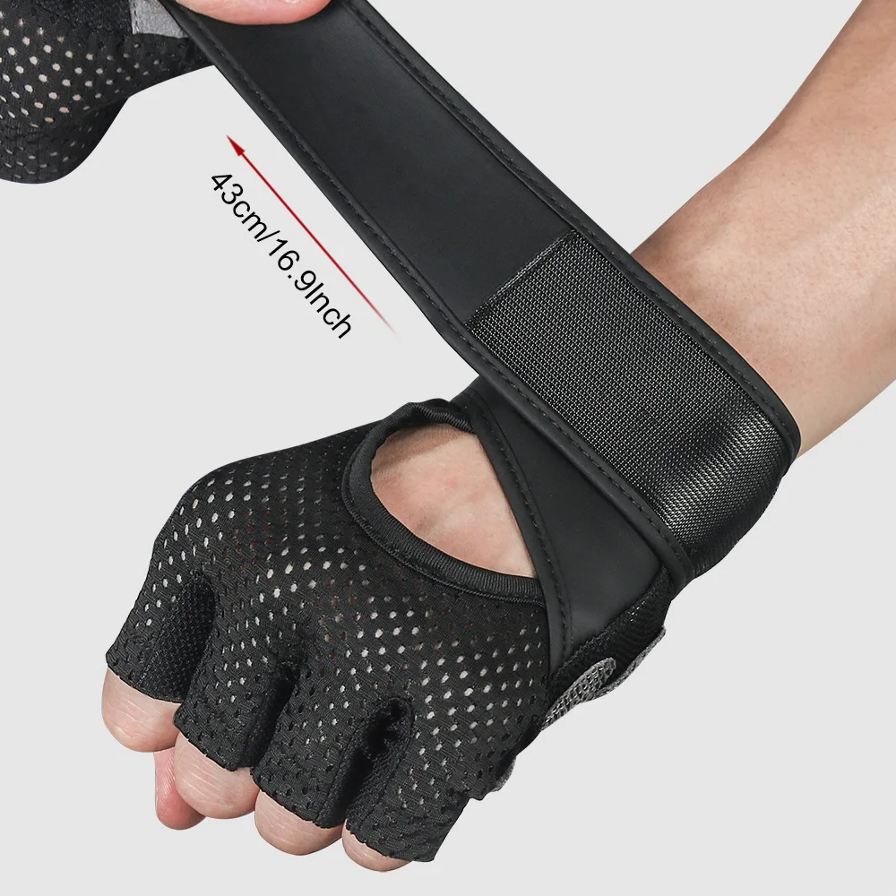 2PC Half-finger Gloves Fitness Sports Gloves Wrist Guards Pressurized Thin Sweat-absorbent Non-slip Hand Guards Deadlift