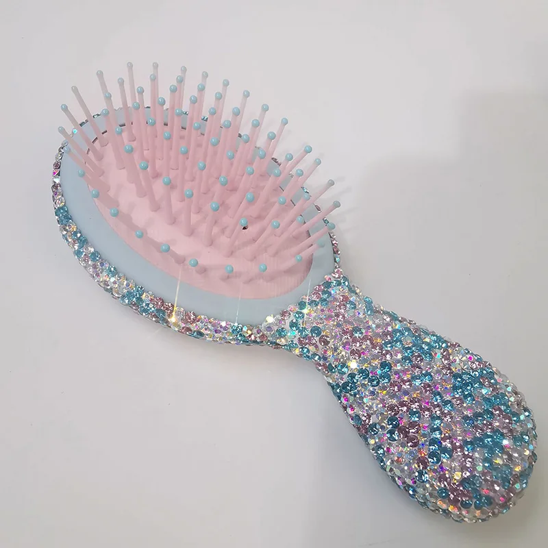 Luxury Mini Airbag Comb Sparkling Rhinestone Portable Travel Massage Hair Comb Girl Hairdressing Styling Beauty Tool