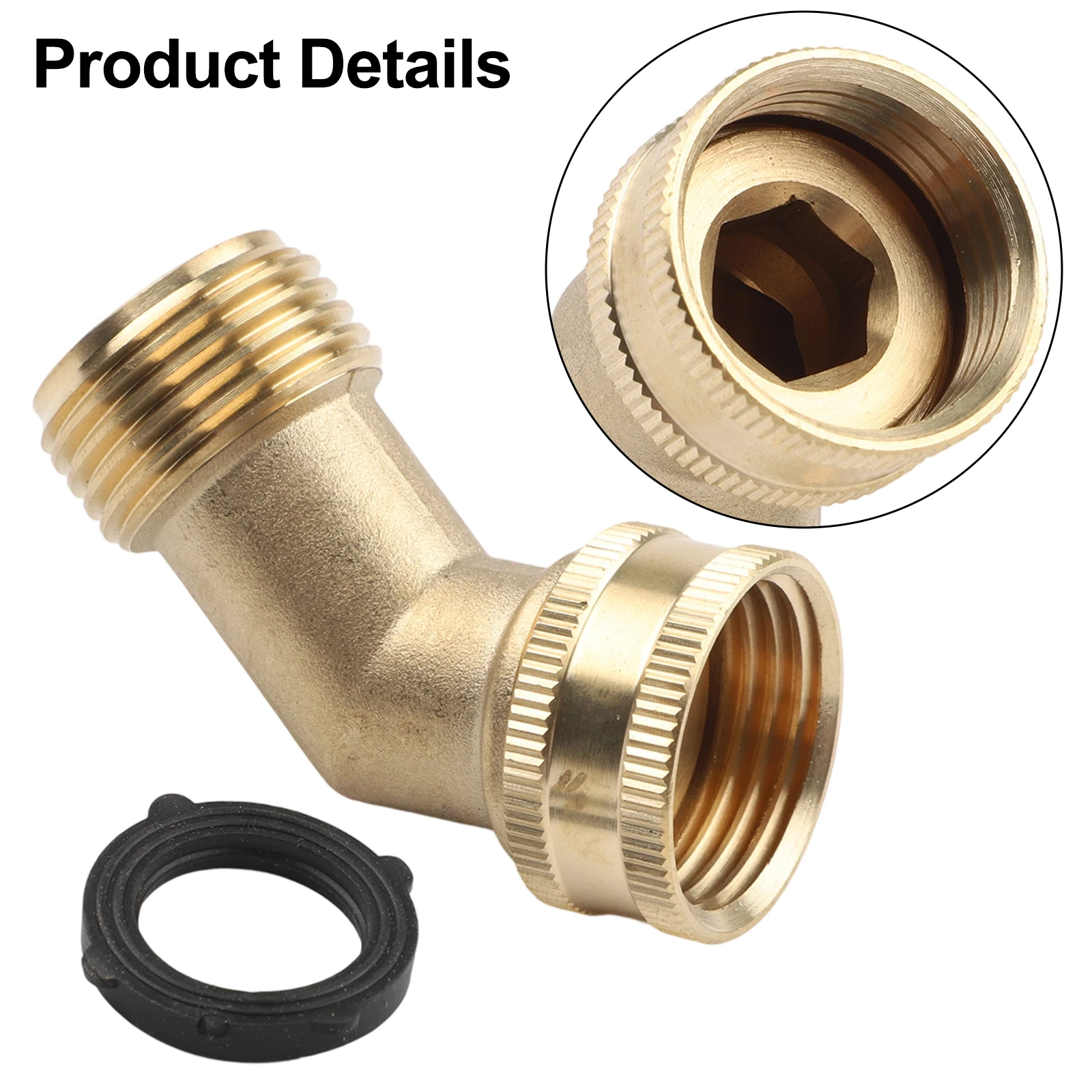 Brass 45 Degree Elbow Garden Hose Connector 3/4 Inch Thread Outdoor Water Pipe Adapter Fitting For Lawn RV Irrigation System