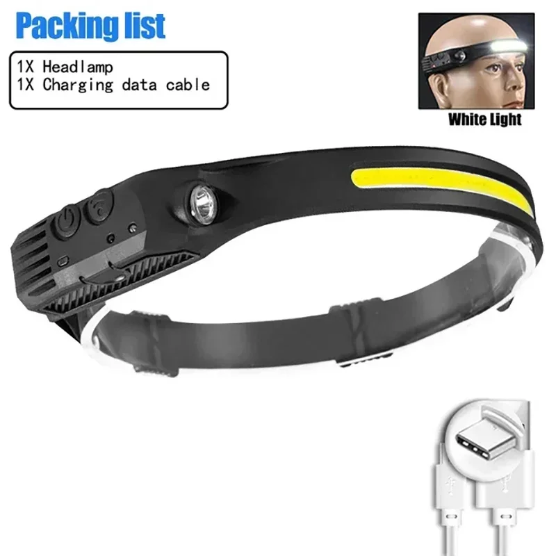 KDULIT XPE + COB LED Sensor Scheinwerfer USB Aufladbare Camping Suchscheinwerfer Scheinwerfer Led Kopf Taschenlampe Kopf Taschenlampe für Angeln Laterne 6