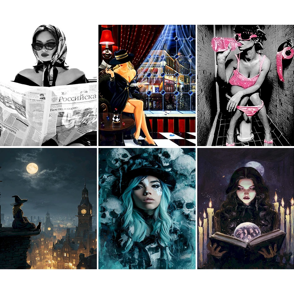 

RUOPOTY Painting By Numbers For Adults Dark figure woman Drawing By Numbers Arts Crafts Decorative Paintings Personalized Gift