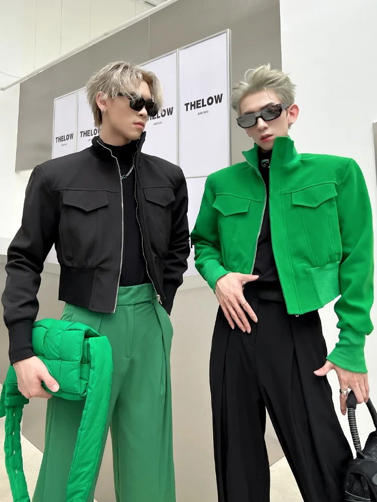 

Мужская однотонная куртка в стиле High-Street с воротником-стойкой, в стиле хип-хоп, весенне-осенняя, модная, молодежная, популярная