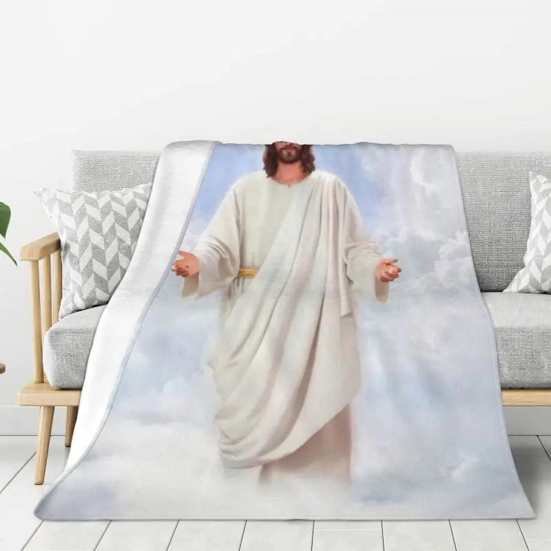 

Пользовательские забавные одеяла пол Иисус, теплое Фланелевое покрывало для постельного белья, покрывало на диван