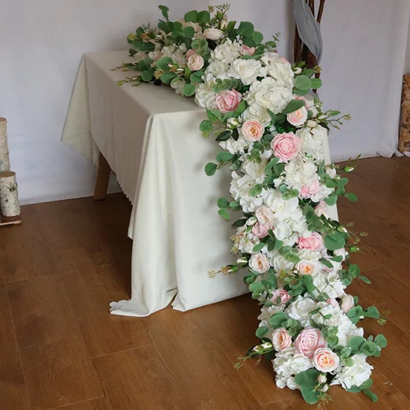 

1/2M Upscale Orchid Hydrangea Rose Artificial Flower Row Runner Wedding Party Table Centerpieces Backdrop Road Cited Decoration