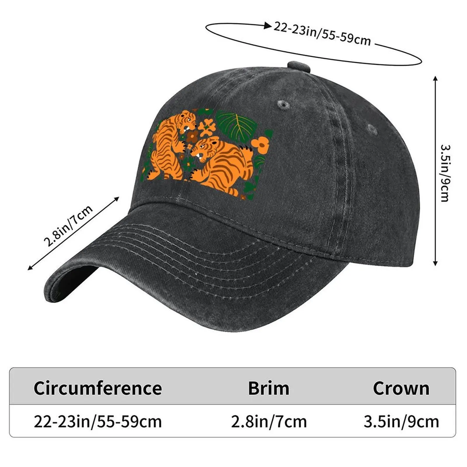 Czapka z daszkiem Tigers + Flowers - Teal, dropshipping, czapki wędkarskie, męska czapka letnia, luksusowa marka, czapka baseballowa męska i damska