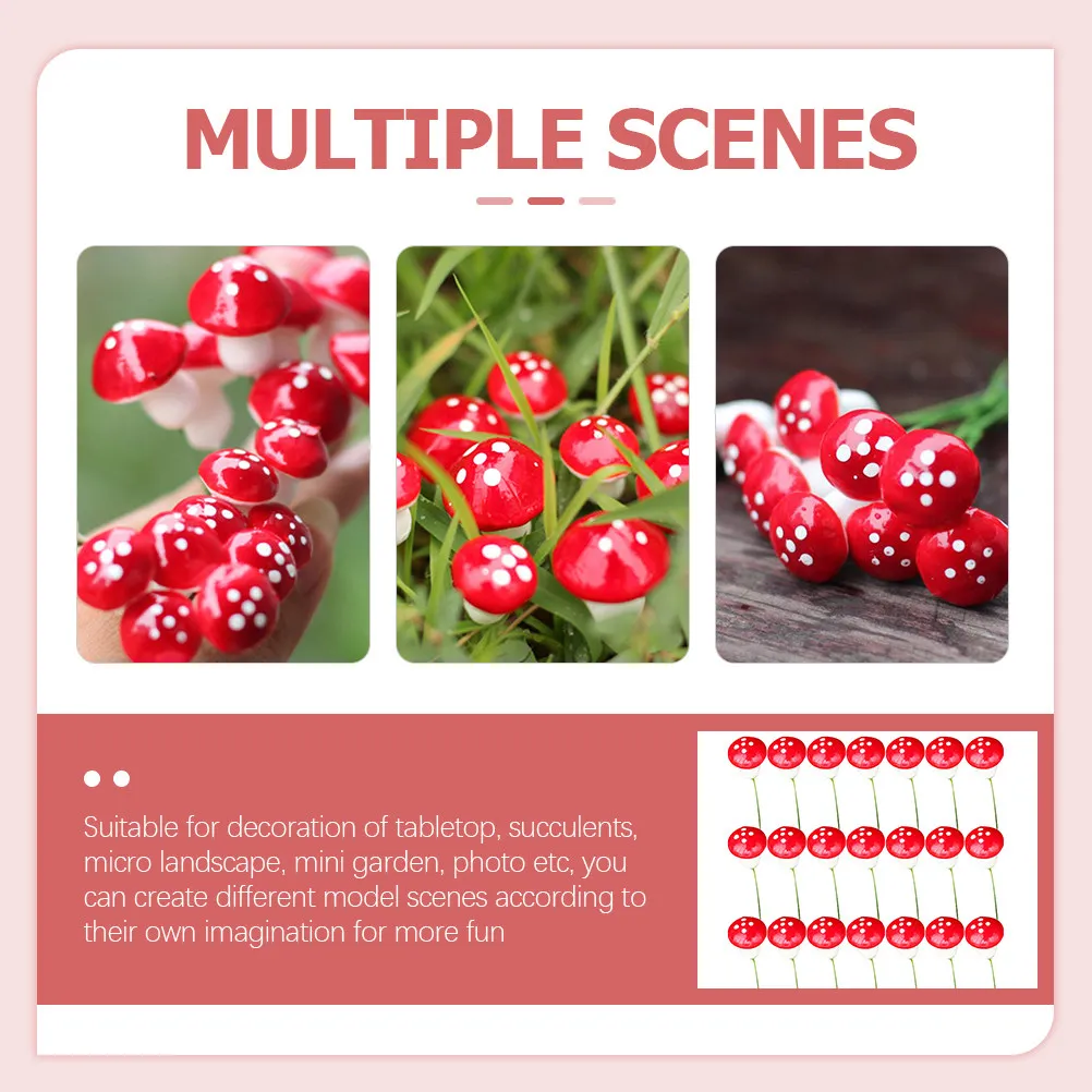 60Pcs Miniature Mushroom Decor Set Mini Foams Mushrooms for Mini Garden Micro Landscape Succulent Terrarium Moss Display Bonsai