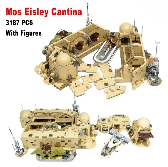 IN STOCK 3187pcs Mos Eisley Cantinai Building Blocks Bricks Model Fit 75290 Construction Set for Boys birthday Gift