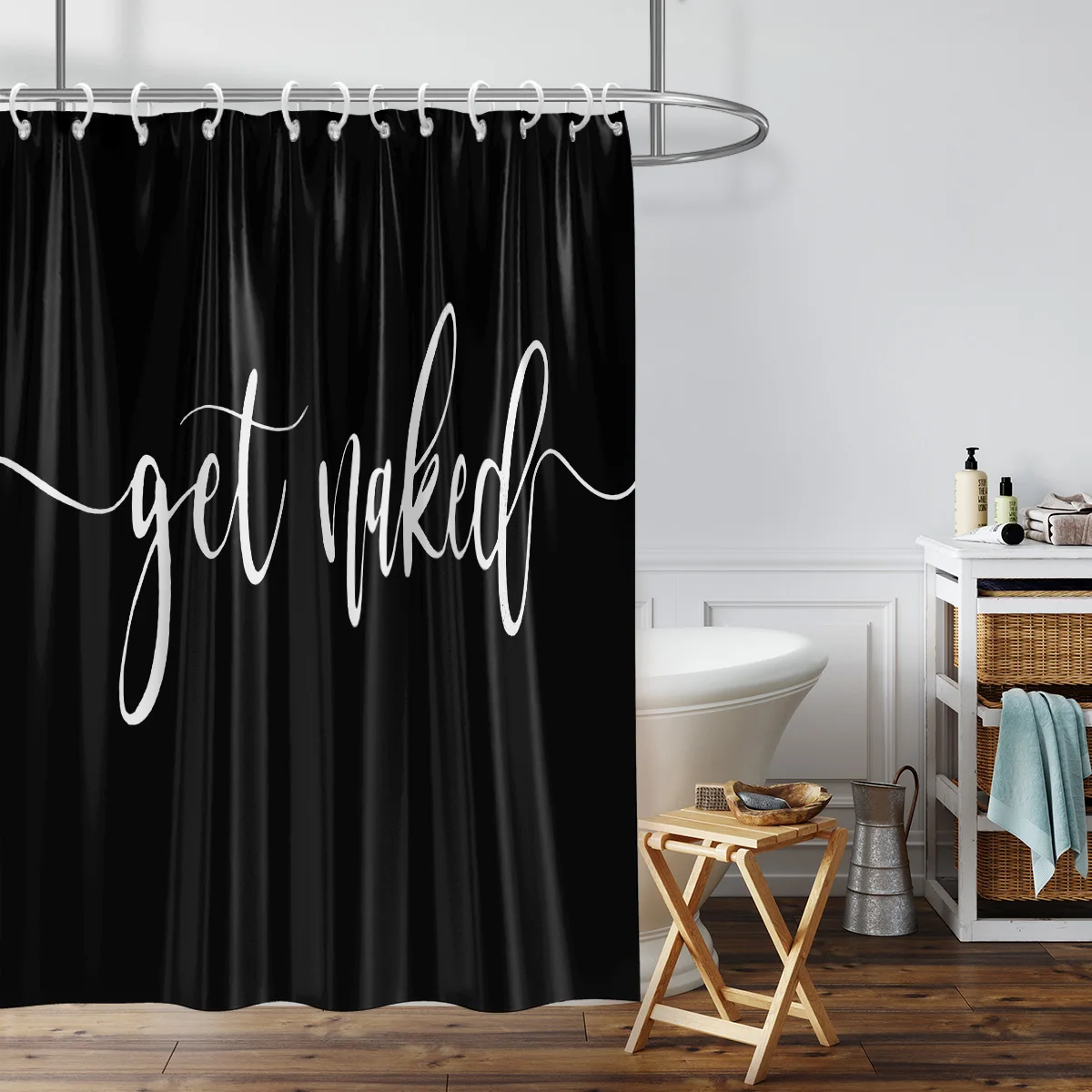 Monogram Mark Shower Curtain Black Stylish and Classy Letter B Classic Simple 100% Polyester Bathroom Decor Set with 12 Hooks