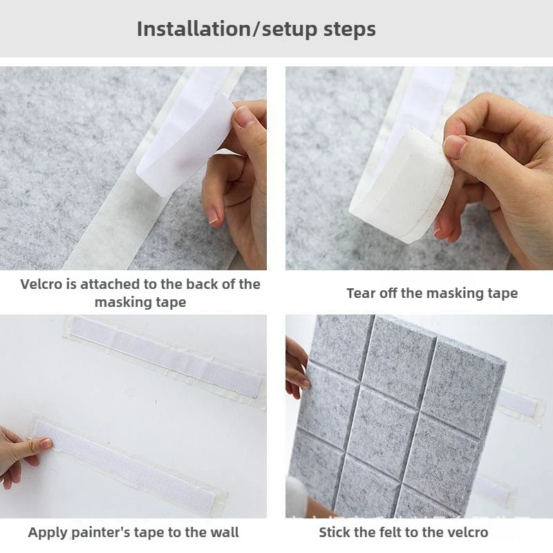 30x30cm 6 Pcs Creative 9-Grid Felt Photo Board Self-Adhesive Background Wall Panel for Home Decor Room Partition Memo Display
