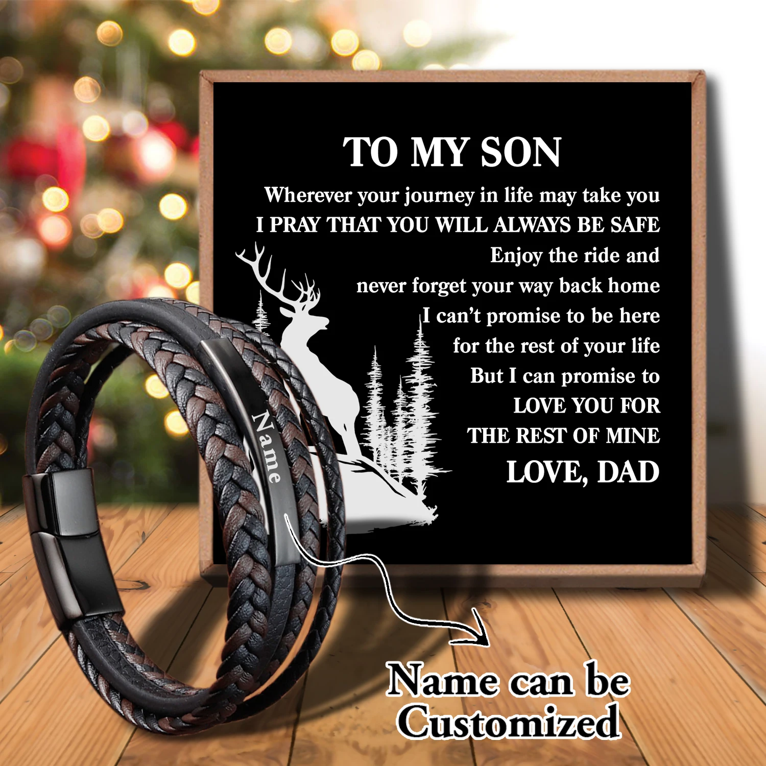 

Sap3026 Dad To My Son Handmade Weave Charm Wrap Leather Mens Bracelets for