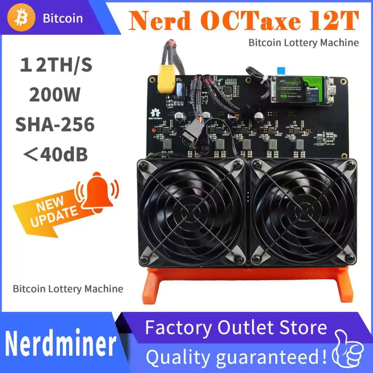 NerdOCTaxe Rev3.1 Bitcoin Miner 12TH/s 200W SHA256 Máquina de Mineração de Criptomoedas ASIC para Uso Doméstico