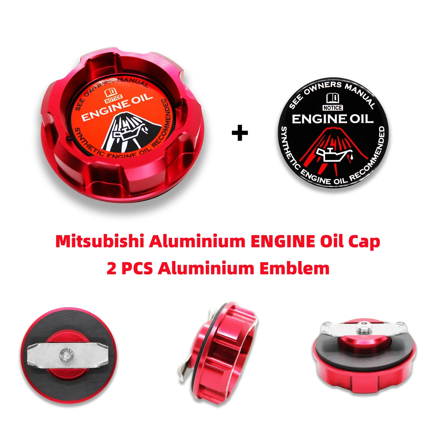 2 PCS EMBLEM Aluminum ENGINE Oil Cap for Mitsubishi LANCER EVO 8 9 3000GT 3000GT TWIN TURBO 6G72 GALANT VR4 OUTLANDER MIRAGE JDM