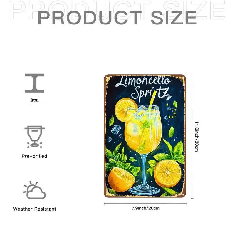 Fun Limoncello Spritz Beverage art printed metal sign, pre-drilled holes, suitable for indoor and outdoor use.