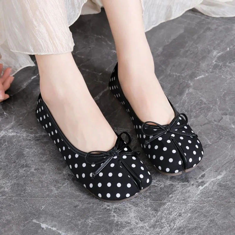 Soft Split Toe Tabi Ballet Flats Women Bowknot Leather Round Toe Ballerina Shoes Low Heel Slip on Loafers Casual Moccasins 2026 view 6
