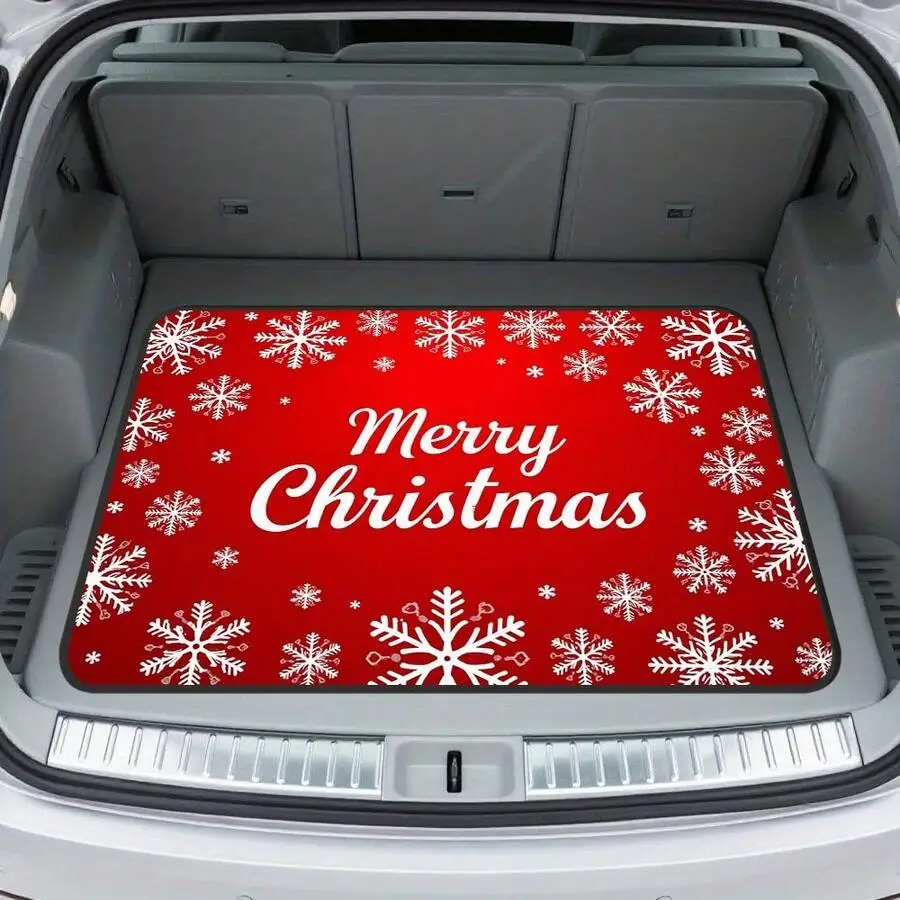 1 Piece Of Car Trunk Mat, Featuring A Festive Snowflake Red Pattern, Suitable As A Universal Trunk Liner For SUVs, Sedans, Or