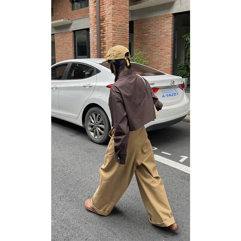 

Женская приталенная рубашка с длинным рукавом в японском ретро-стиле, с эффектом высокой талии, осенне-зимняя новинка, из чистого хлопка