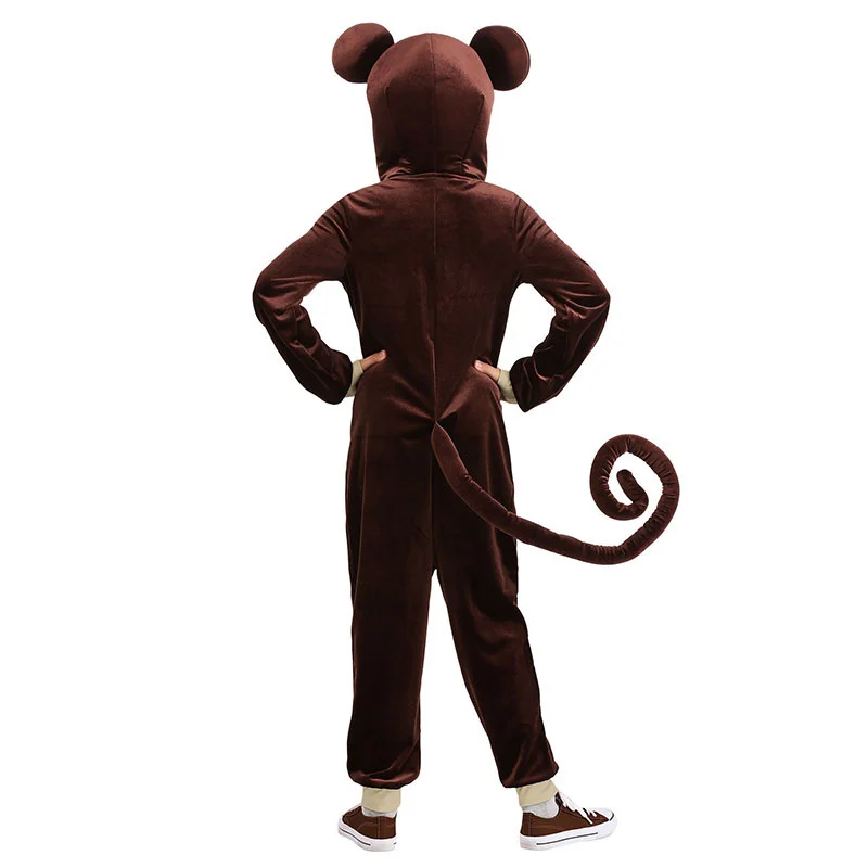 Boy Girl Animal Onesie Monkey Pajamas Child Kid Halloween Purim Book Week Monkey Cosplay Outfit Sleep Wear Fancy Dress