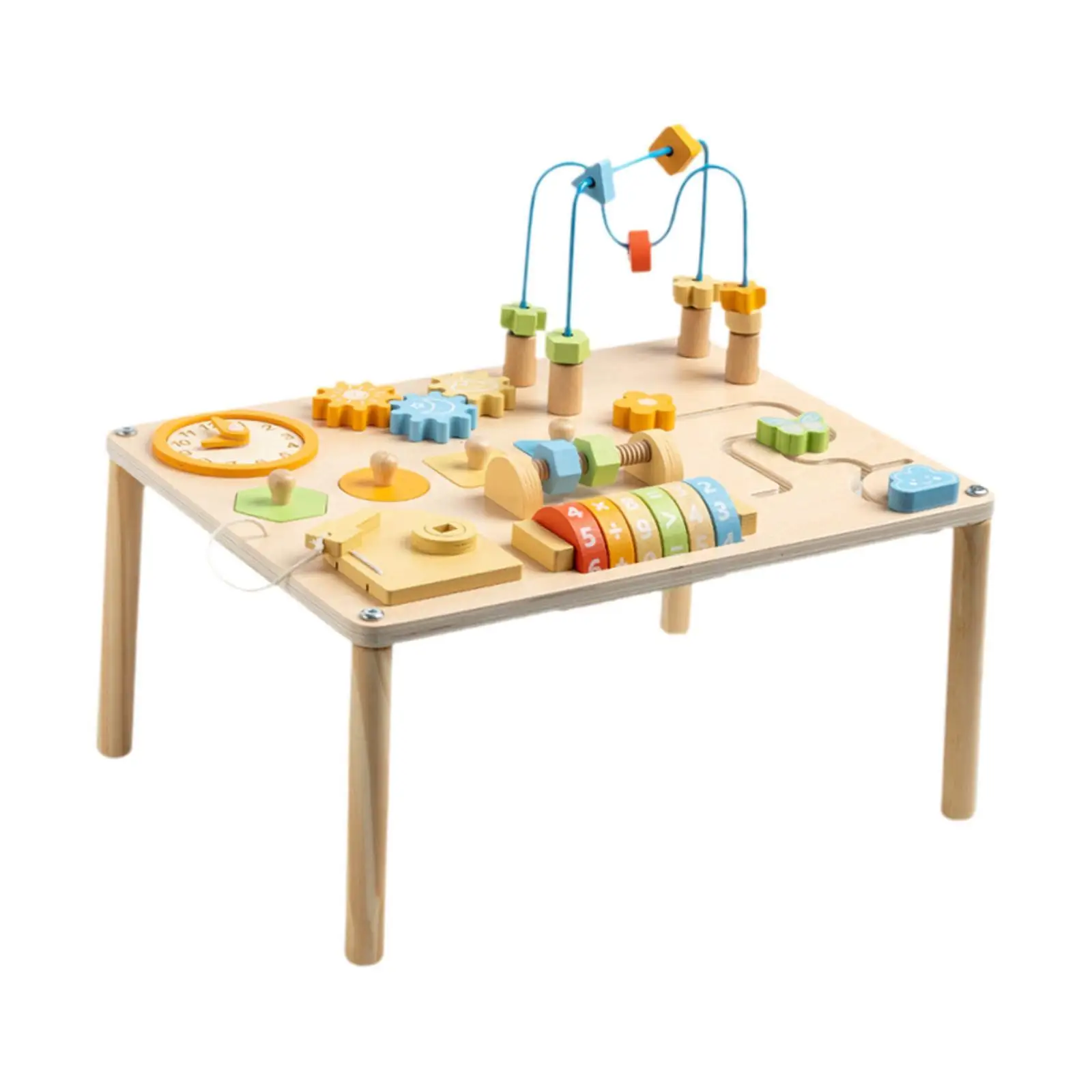 Activity Table Recognition Educational Gears Blocks Desk Play Table Shape Sorter for 1 2 3 4 Year Old Children Kids Baby Infant - view 3
