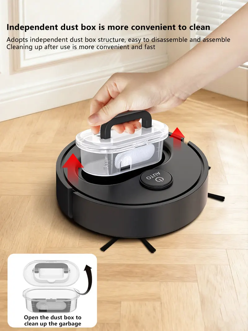 Lenovo Automatischer Kehrroboter 3-in-1 Geräuscharmer Ultraflacher USB-Aufladbarer Staubsauger mit Staubbehälter Mini-Reinigungsmaschine – Detail 1