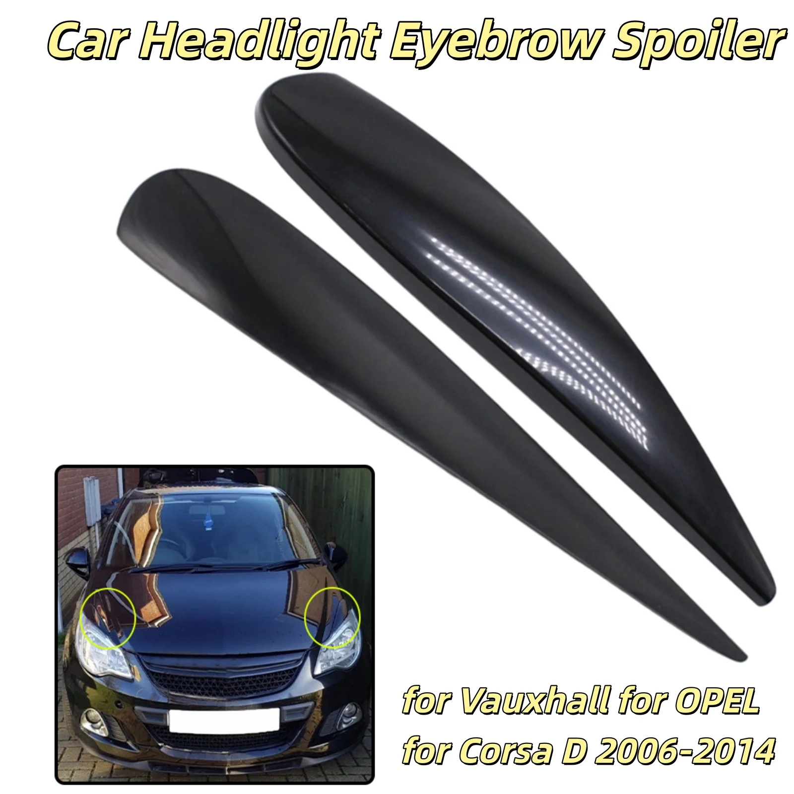 Headlight Eyebrows Eyelid Cover For Vauxhall For Opel For Corsa D 2006-2014 Car Exterior Trim Accessories Glossy Black ABS