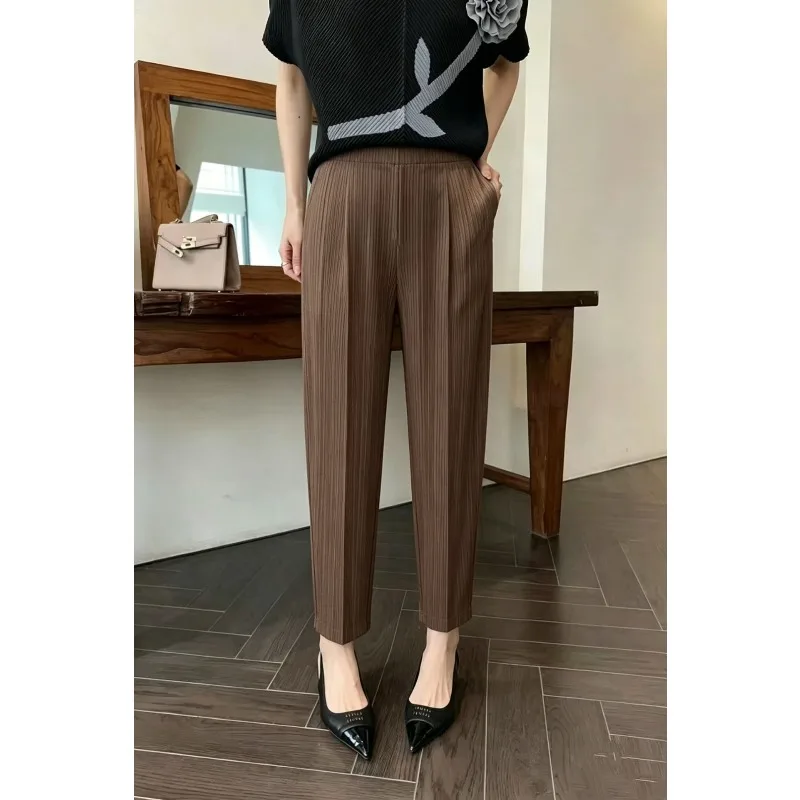 Miyake Pleated Pants Plisse Women 2026 Autumn New High-End Slimming Fold Versatile Draped Loose Pleats Casual Pants for Women