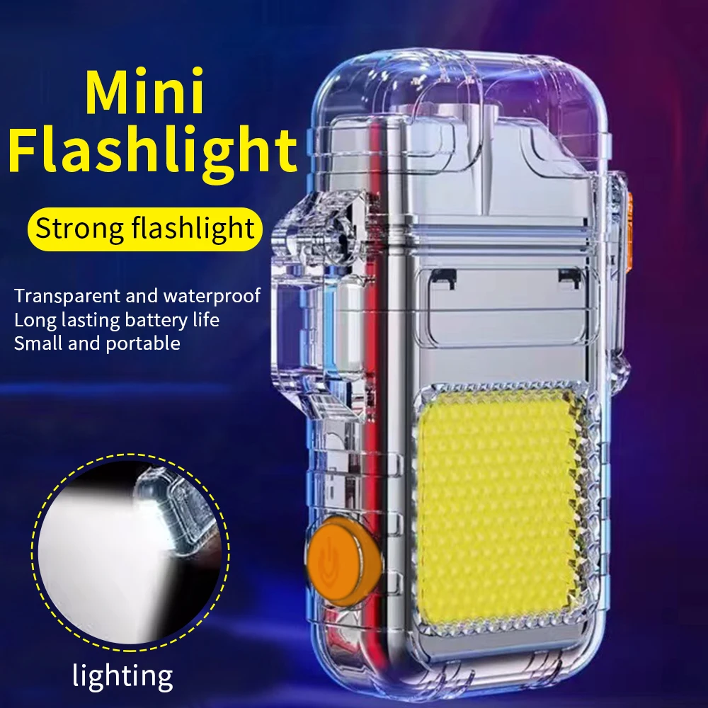 Mini Versatile Outdoor Windproof Fishing Adventure Flashlight Keychain Double Arc Rechargeable Camping Lighting Tool Men\'s Gift