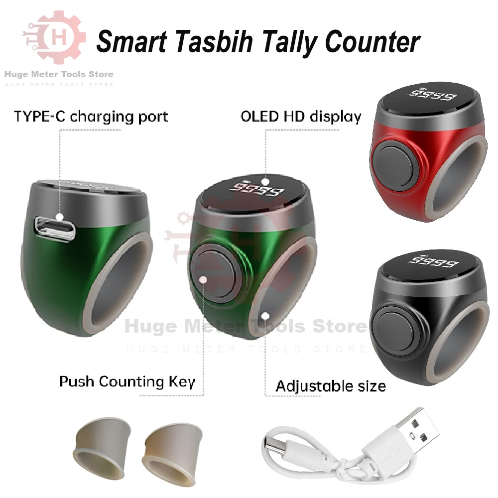 

Smart Tasbih Tally Counter Ring for Muslims Bluetooth-Compatible Zikr Digital Tasbeeh Prayer Time Reminder Waterproof Counter