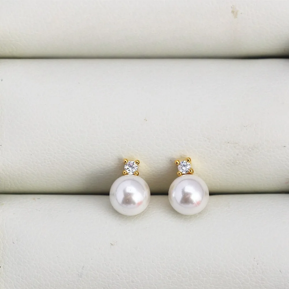 

10PCS S925 Sterling Silver Needle 18K Gold Wrapped Plated Brass Earring Settings Diy Jewelry Pearl Earrings Accessories