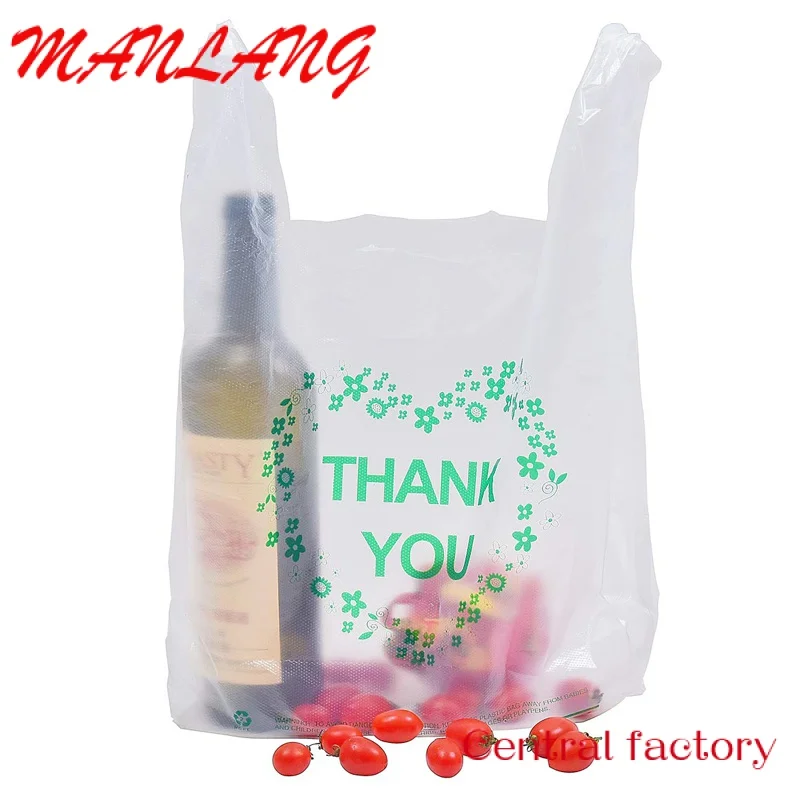 

Custom Plastic Bag Thank You Shopping Pp Plastic Grocery T-Shirt Bags Plastic Bags With Logos