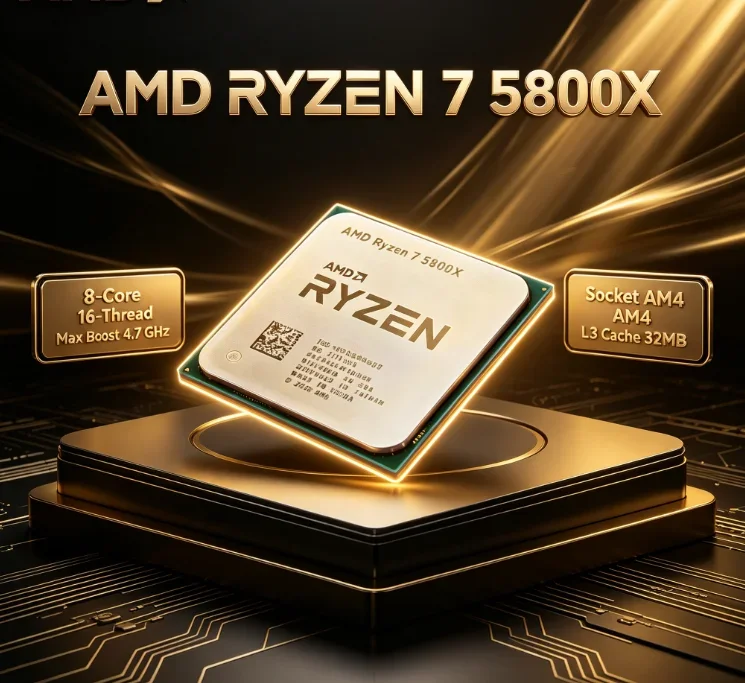Ryzen7 5800X AMD AM4 Socket Gaming CPU 7nm Craft 8 Core 16 Thread 3.8GHz Base Frequency Max 4.7GHz Boost Large 32MB L3 Cache Des