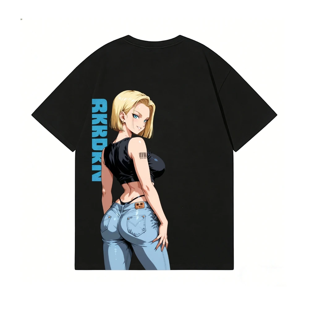 Dragon Ball Android 18 Back Art Cotton Tee High-quality Streetwear Is Suitable for Both Men and Women 2026 New Summer T-shirts