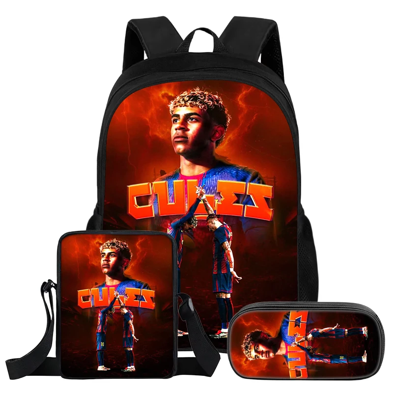 3Pcs Set Backpack L-Lamin Yamal Kids Student School Football Star Rucksack Best Gift Shoulder Bag Pencil Bags Bookbag image 3