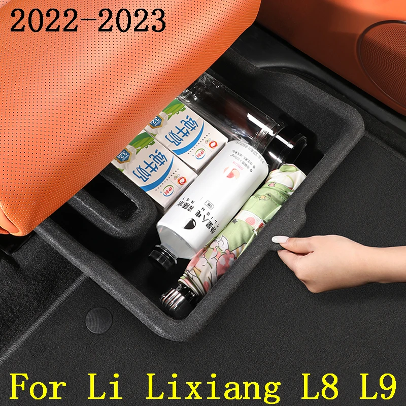 

Under Seat Storage Organizer For Li Lixiang L8 L9 2022 2023 Car Rear Row Flocked Felt Tray Hidden Storage Box Trash Can