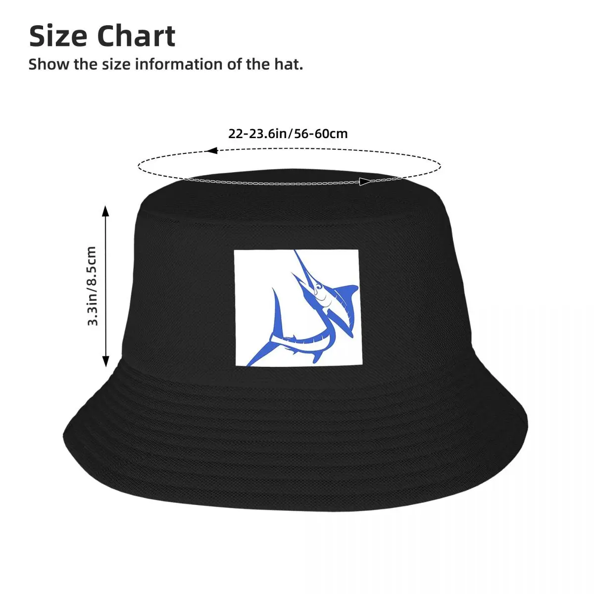 White Marlin Graphic Bucket Hats Panama Hat Children Bob Hats Cool Fisherman Hats Summer Beach Fishing Unisex Caps