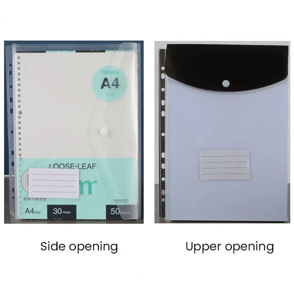 

Document Organization Pouch A4 Plastic Binder Pockets Set with Button Label Pocket for 11 Ring Binder High-capacity for Document