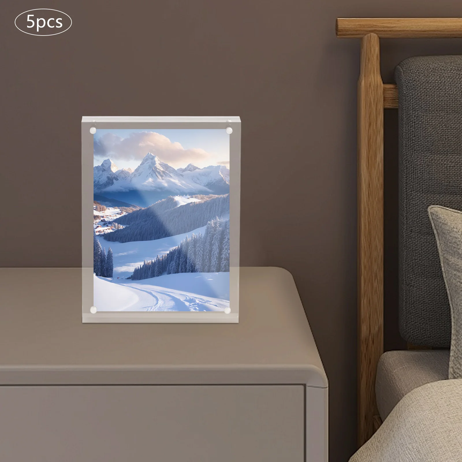 5 قطعة إطار صور شفاف 8*0.8*6in الاكريليك إطار عرض الصور ملصق عرض موقف لتزيين مكتب الغرفة