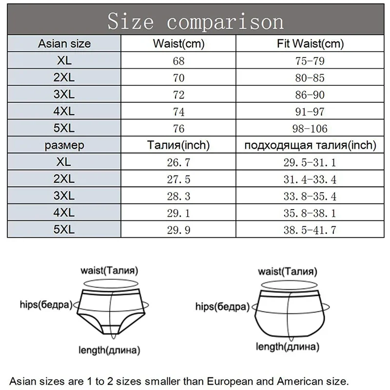 6 Pcs/Lot Men\'s 100% Cotton Briefs Sexy Shorts Men Underwear Panties Plus Size XL-5XL Comfortable Lingerie Breathable Underpants