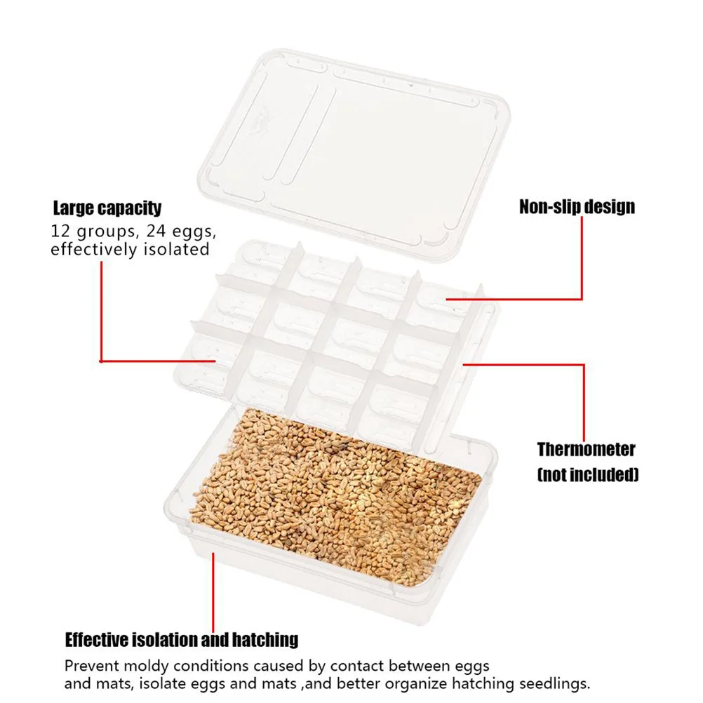 

Compartments Transparent Breeding Isolation Box Incubator Hatching Boxes for Snakes Turtle Gecko Lizard Pets