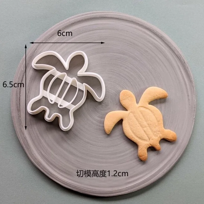 DIY Ocean Animals Cookie Cutters With Plunger Stamp Plastic Baking Mold Fish Whale Starfish Turtle And More Shape Biscuit Molds