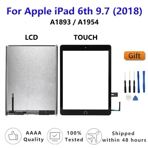 Écran tactile LCD pour Apple iPad 6 6e génération A1954 A1893 iPad 9.7 2018, assemblage numériseur, panneau d'affichage avant en verre de remplacement