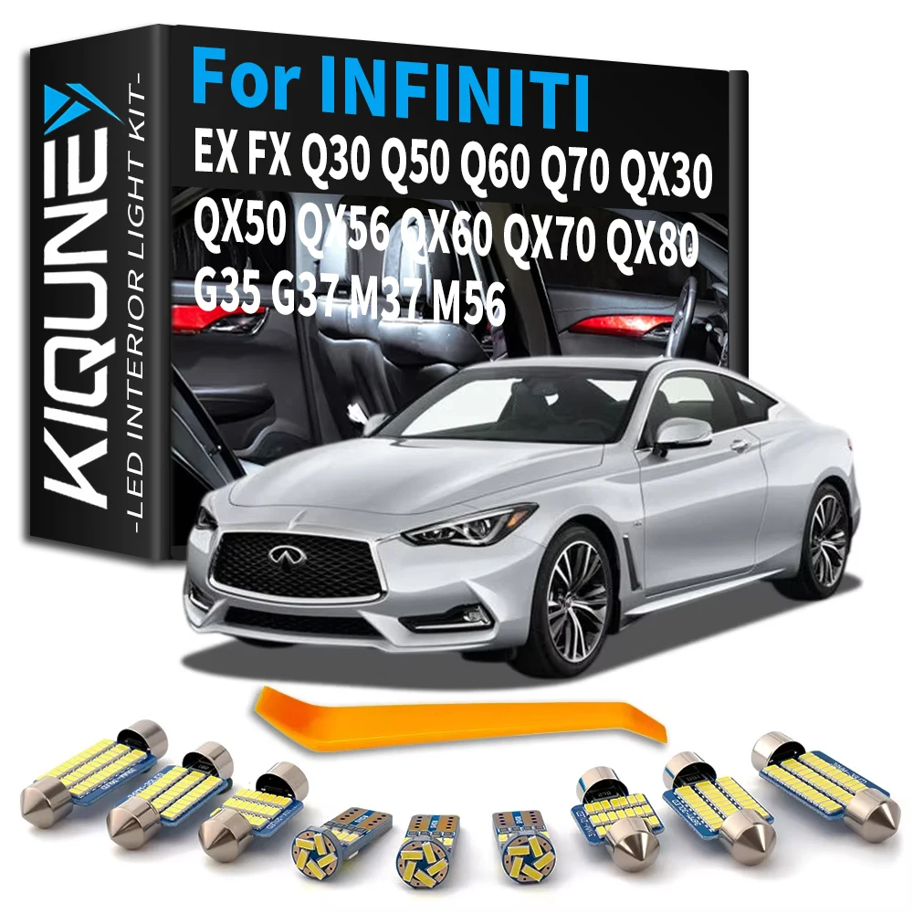 LED Interior Light Kit For Infiniti FX35 FX37 EX35 EX37 G35 G37 M35 M37 M56 Q30 Q50 Q60 Q70 QX30 QX50 QX56 QX60 QX70 QX80 Canbus