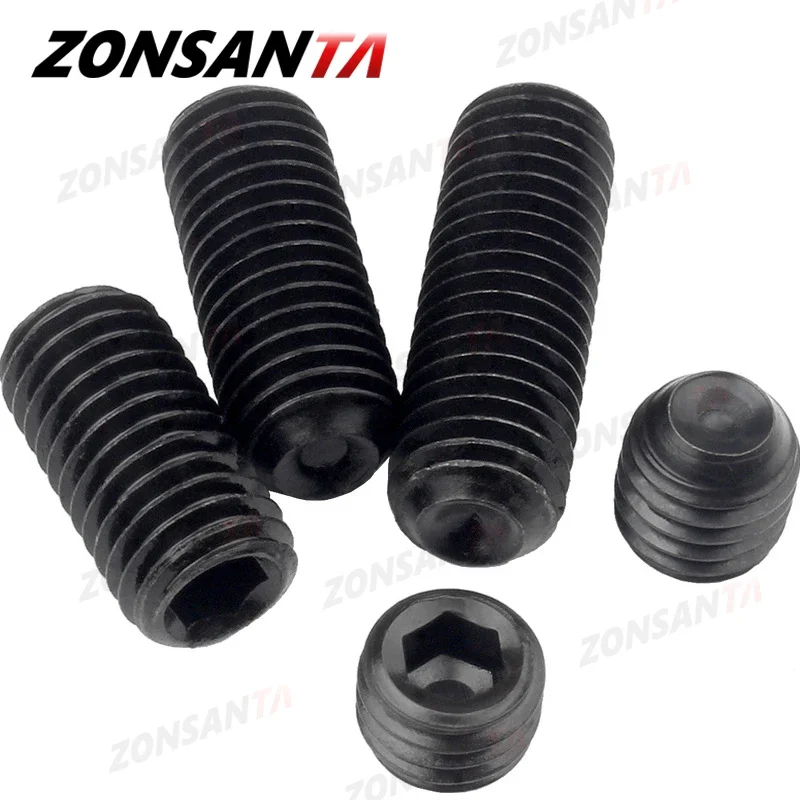 Hex Socket Cup Set Screw M2 M2.5 M3 M4 M5 M6 M8 M10 M12 Black Grade12.9 Carbon Steel Bolt Headless Concave End Grub Screw DIN916