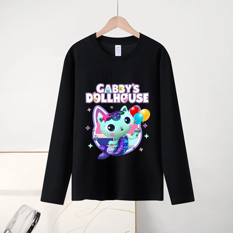 Gabby Dollhouse Kids Clothes Spring Autumn Girls Clothing Leisure Shirts Cute Sweat-Absorbing Skin-friendly Long Sleeves Gift