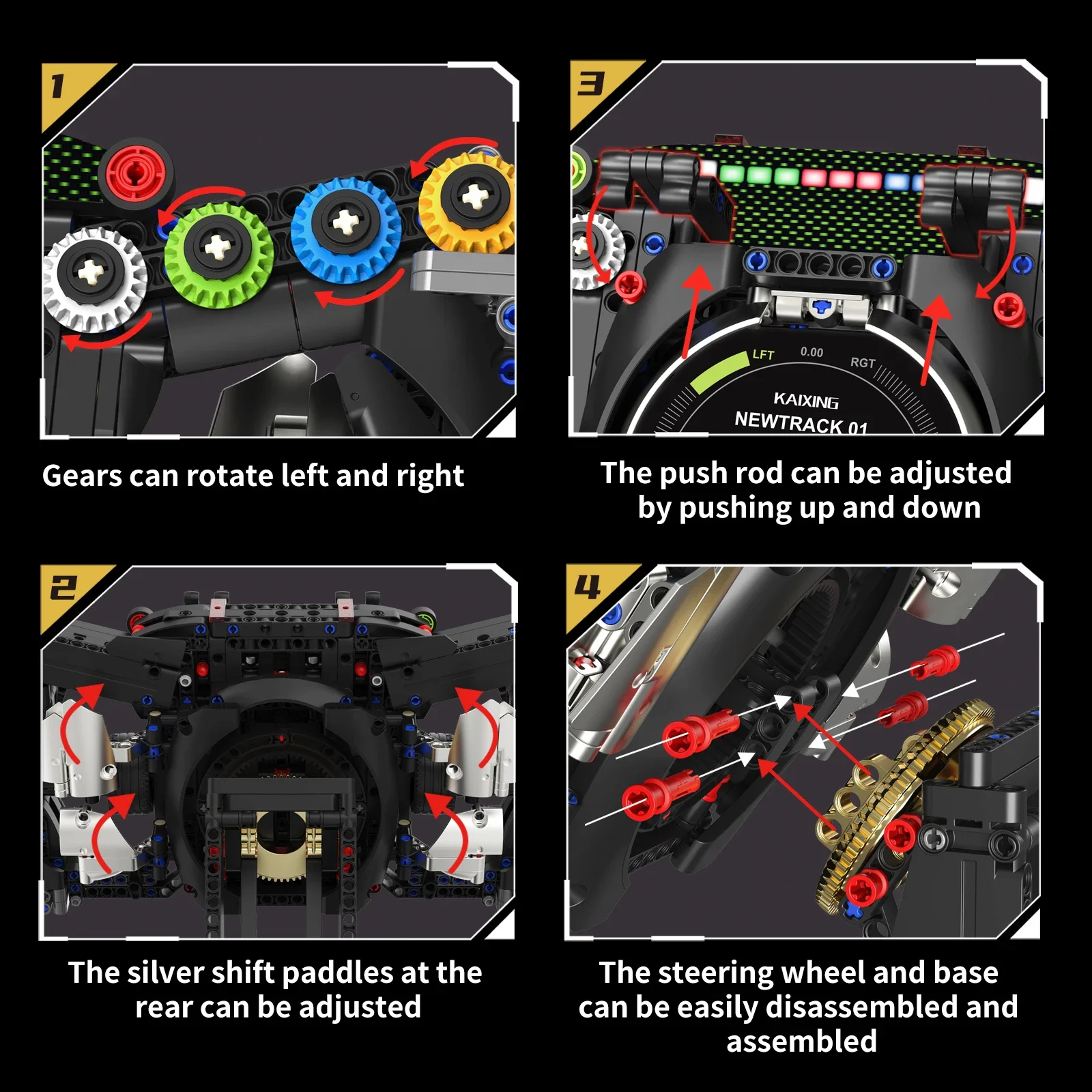 

Creative Assembly Toy Simulation Racing Wheel Building Blocks Model with Phone Holder for Kids Christmas Gift