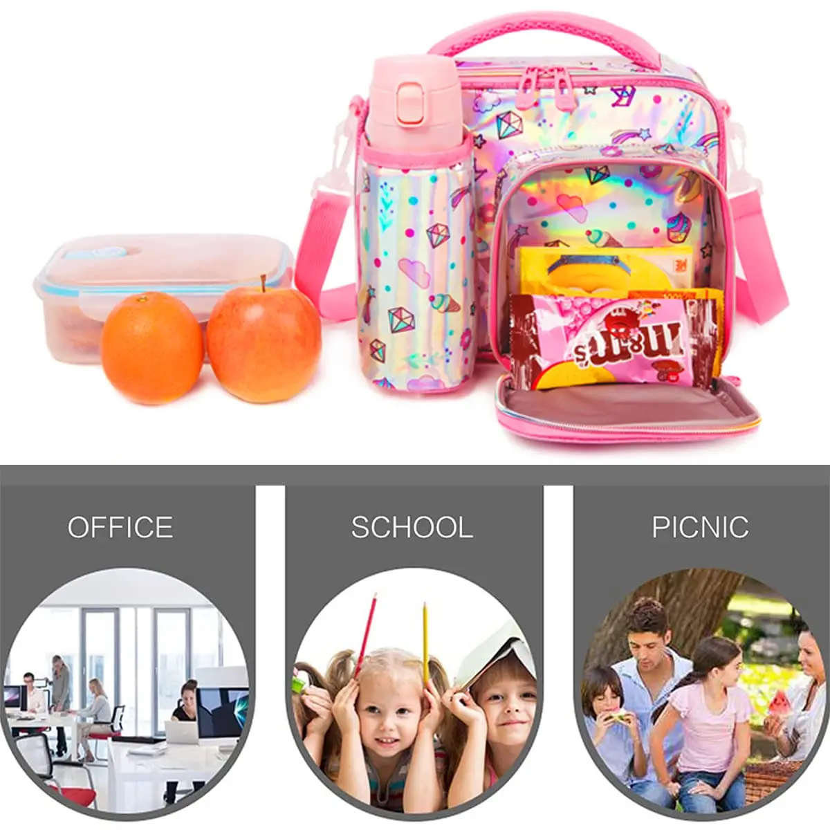 Cartoon Pattern Cooler Lunch Box Fresh Portable Insulated Oxford Lunch Bag Thermal Food Picnic Lunch Tote Bags For Girls Kids