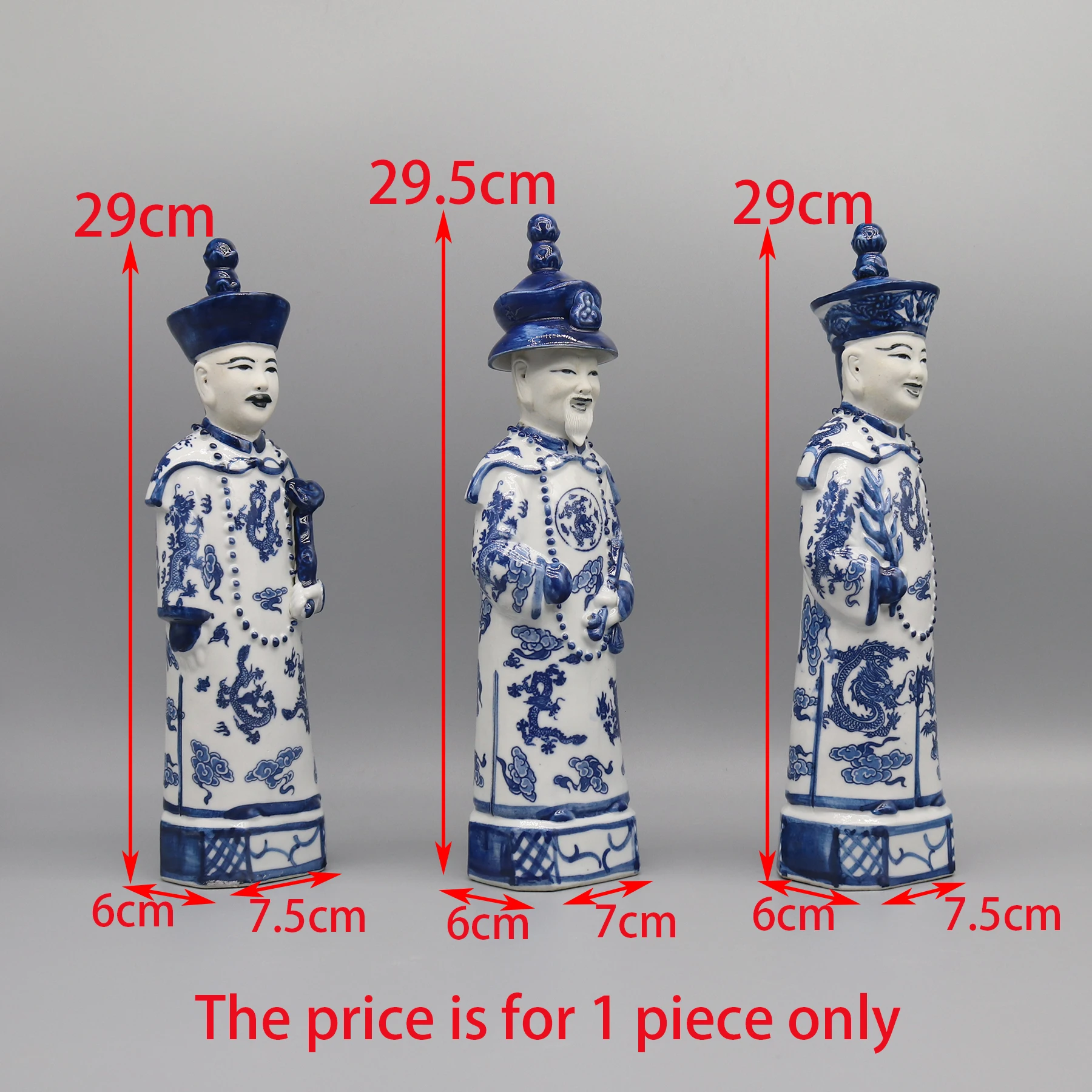 Chinese Emperor Figurines, Ceramic Statues, Table Accessory, Home Decoration