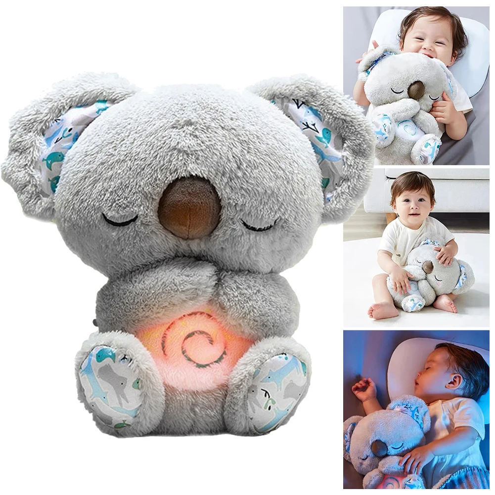 Breathing Bear Small o-tter Plush Doll Baby Cute Soothing Accompanied By Sleep Music Elephant Koala o-tter Dolls Toy Gift