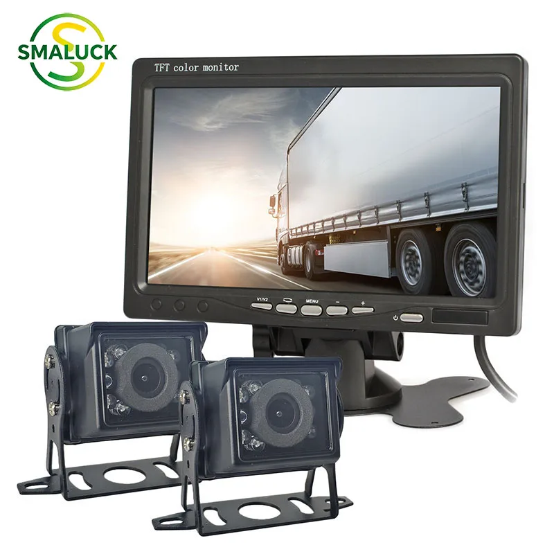 SMALUCK 7inch TFT LCD Screen HD Backup Car Monitor IR Night Vision CCD Rear View Car Camera for Bus Houseboat Truck - DC 12V-24V